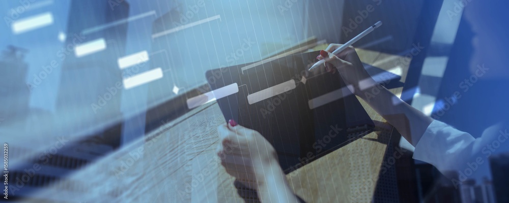Poster gantt chart and workflow management in digital planning.