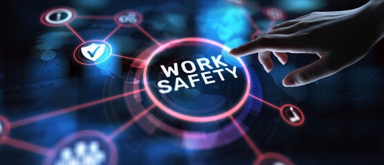 Work Safety Ensuring Health and Security in the Workplace, projection on a virtual screen, Business...