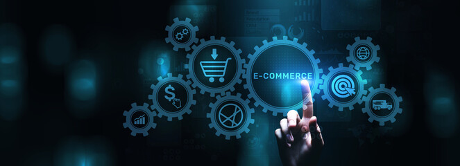 E-commerce online shopping internet marketing technology concept.