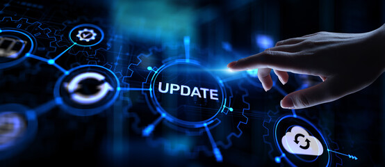 Update System Upgrade Software version technology concept on virtual screen.