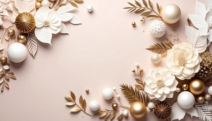 Obraz premium Elegant floral arrangement studio setup photography display soft color palette top-down view decorative concept for events