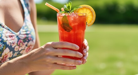 Enjoying a Refreshing Cocktail on a Summer Day