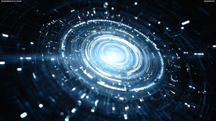 Abstract Spiral Vortex of Digital Light and Data Flow