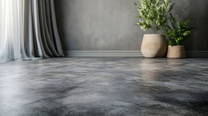 Contemporary empty room with a textured wall, reflective floor, and soft natural light.