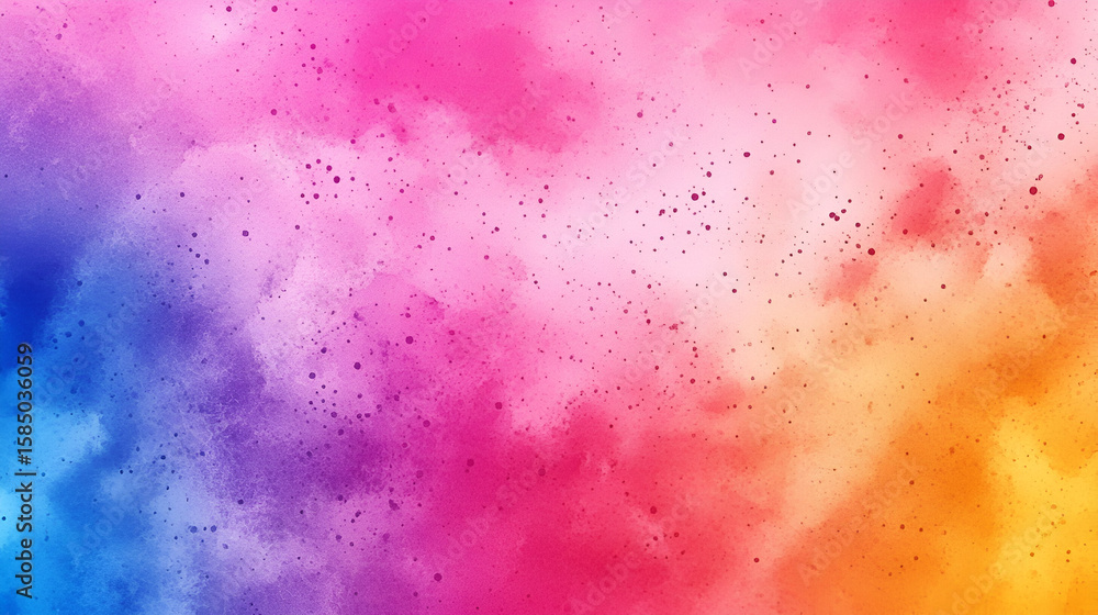 Aufkleber dynamic abstract backdrop featuring a colorful watercolor gradient with scattered ink splatters.