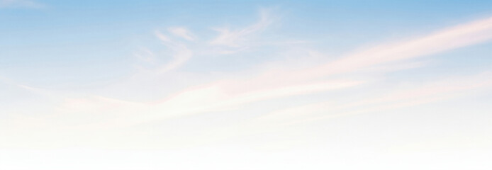 Obraz premium Light blue sky filled with soft white clouds and a subtle white gradient near the horizon, providing a gentle and clean visual perfect for banners or peaceful backgrounds.