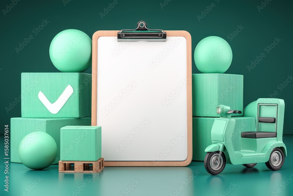 Aufkleber engaging creative workspace showcasing mint green blocks and elements maximizing productivity with a