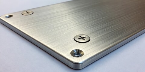 Brushed Metal Plate with Screws and Holes, industrial , hardware