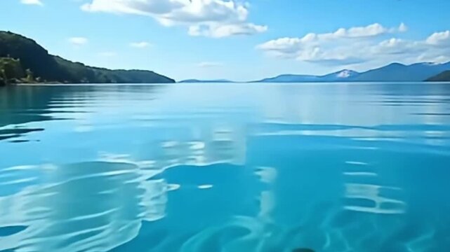 blue river reflection, slow zoom river water, cinematic river surface, 4K nature river, sky reflection on water, peaceful water surface, tranquil river scene, cinematic water texture, high resolution 