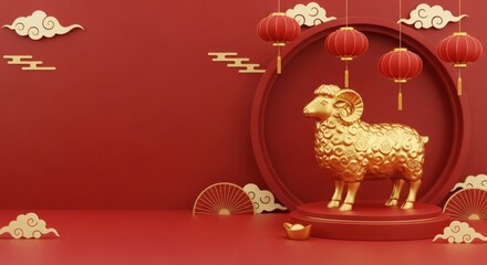 Golden Sheep Decoration for Chinese New Year Celebration