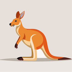 Cartoon kangaroo standing on a plain surface, looking to the left side