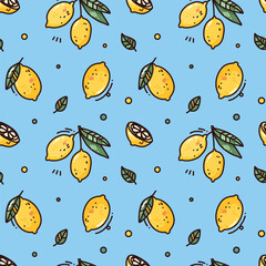 vector seamless pattern with lemons