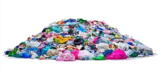 Fototapeta premium The heap of colorful plastic waste illustrating the global pollution crisis.