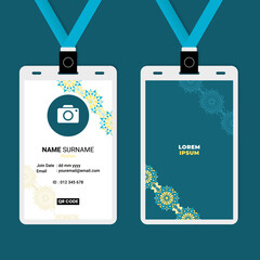 ID Card Design with Oriental Geometric Luxury Ornament Border on Diagonal Orientation