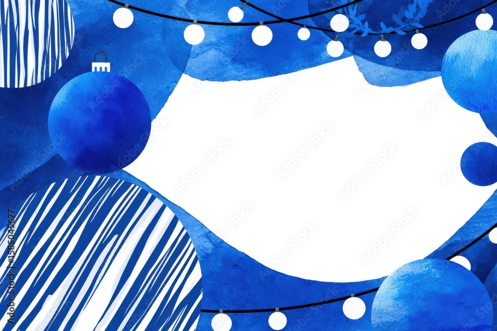 Poster captivating blue watercolor abstract composition with circular shapes and decorative light elements 
