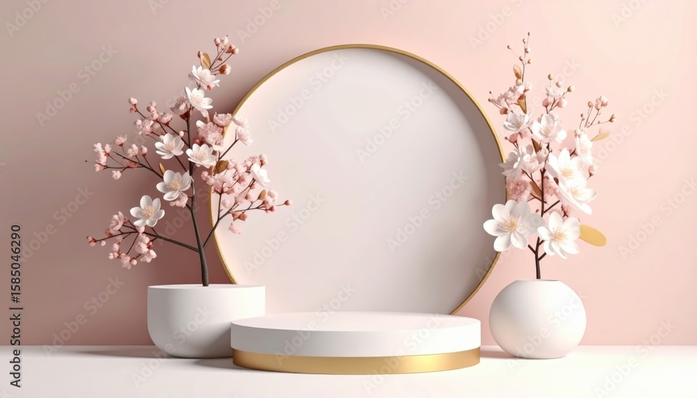 Poster elegant floral display with minimalist design studio setting photography soft colors close-up view a