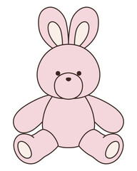 かわいいうさぎのぬいぐるみのベクターイラスト。兔、アイコン、座る