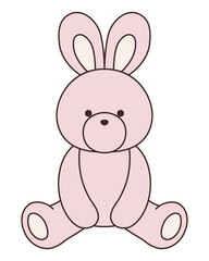 かわいいうさぎのぬいぐるみのベクターイラスト。兔、アイコン、座る