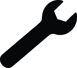 Wrench silhouette on transparent.