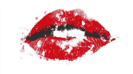 Close-up of a red lipstick kiss print