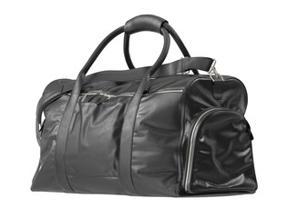 Naklejka premium A sleek, black duffel bag, perfect for travel and leisure. This bag is made of premium materials and has a stylish, practical design. It is a versatile accessory for various occasions.
