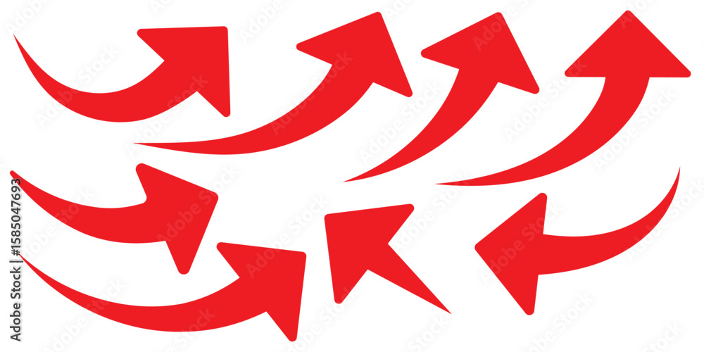 Aufkleber black and red curve arrow icon set. arrow icons with various styles. vector illustration.