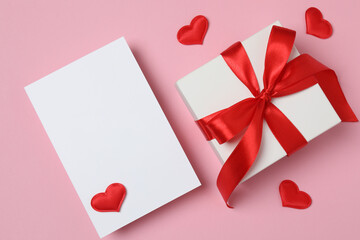 envelope, letter and space for text on pink background