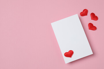 envelope, letter and space for text on pink background