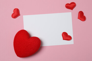 envelope, letter and space for text on pink background