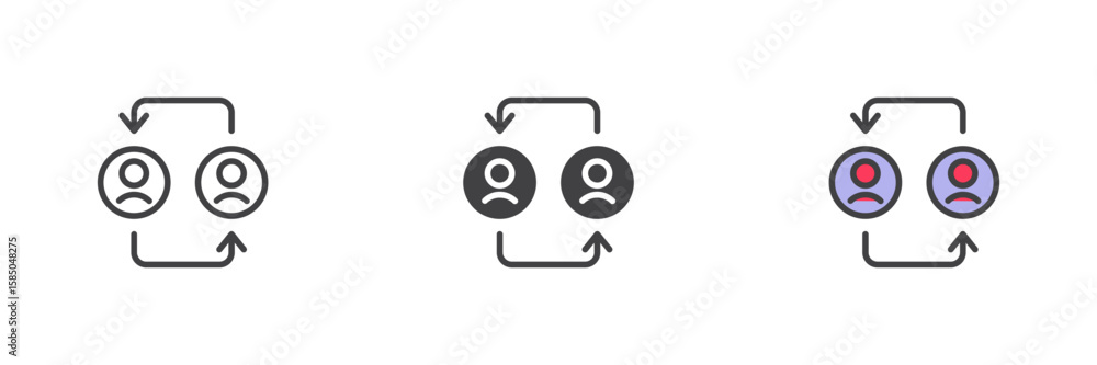 Poster user switch icon set in line, solid and filled outline style
