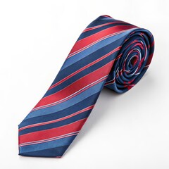 Obraz premium Rolled Striped Tie - Red, Blue and White, Neckwear , Accessories