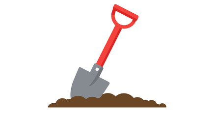 Red shovel in dirt