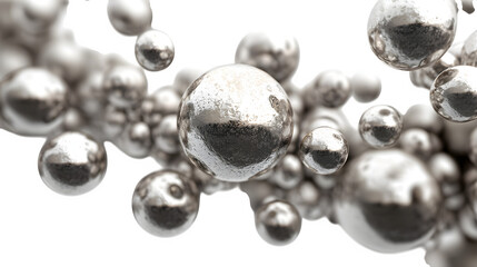 Silver Spheres 3d rendered, isolated on transparent background