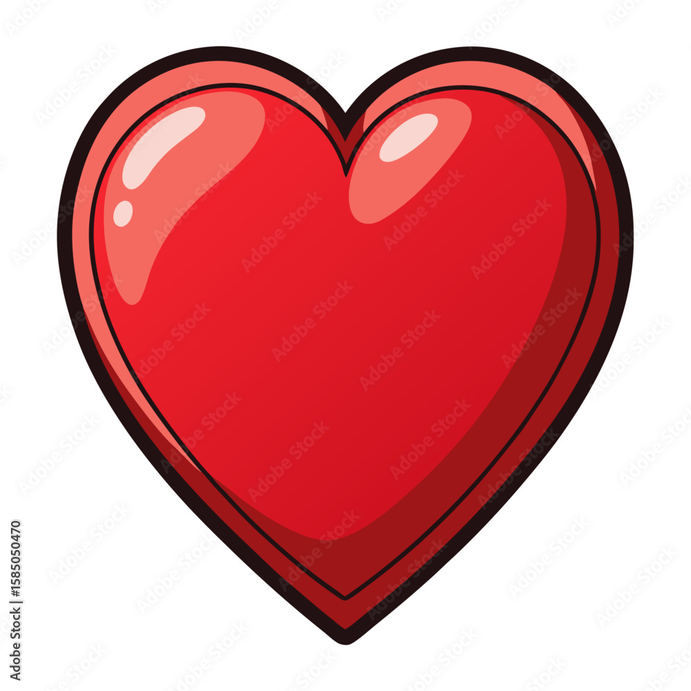 Poster red heart shape, isolated vector image on transparent background