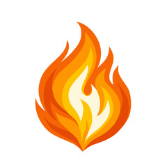 Vibrant vector illustration of a stylized flame featuring layered shades of orange, yellow, and white