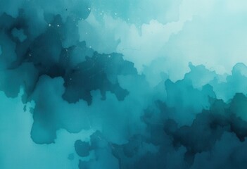 Obraz premium Serene teal watercolor background with varying intensities of dye textures