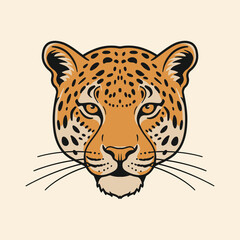 Clean leopard face line art, ideal for fashion, luxury, safari, or predator-themed brands