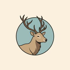 Elegant deer head with antlers, suitable for outdoor, hunting, nature, or wildlife branding