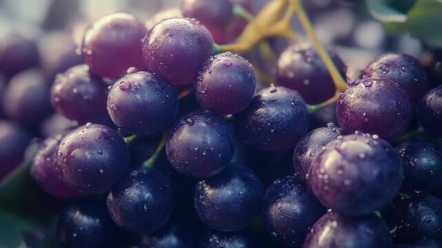Fresh cluster of green and purple grapes on a white background