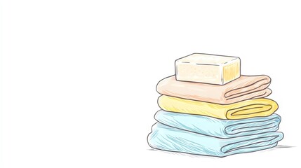 Stack of Fresh Towels with Soap Bar
