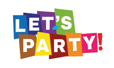 Let's Party! Colorful Text Graphic for Celebrations, Invitations, and Event Marketing
