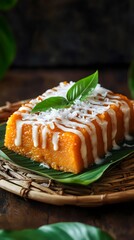 Sweet Potato Cake with Coconut topping. Traditional dish