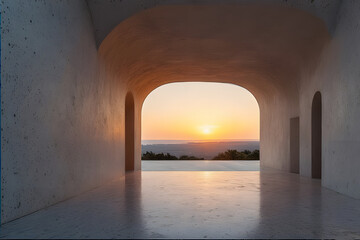 ia generated. entrance to the mosque. doorway to heaven. sunset in the city of istanbul