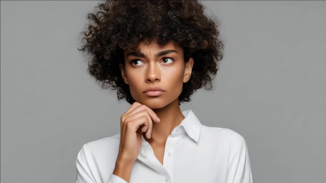 Thoughtful female with short hair and neutral expression in professional attire.