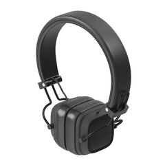 Fototapeta premium Black wireless headphones with a modern design, isolated against a clean background. Designed for comfort and superior sound quality. 