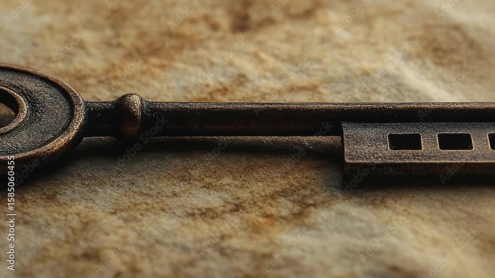 Aufkleber a close-up shot of a single key lying on a table, potentially with other objects or backgrounds in t