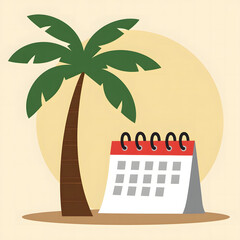 Vector illustration of a calendar with a calender palm