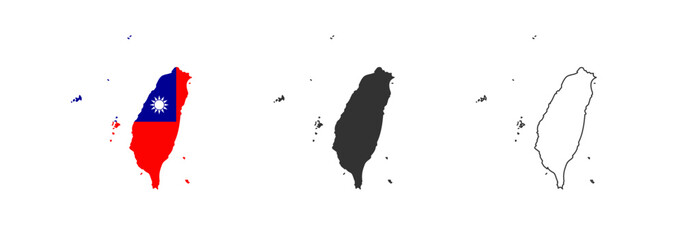 Taiwan map border. Taipei cartography. Asia region.
