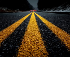 Road markings on asphalt road surface markings