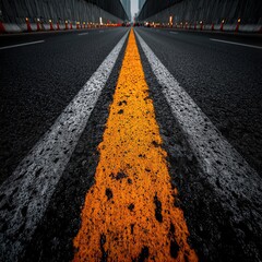 Road markings on asphalt road surface markings